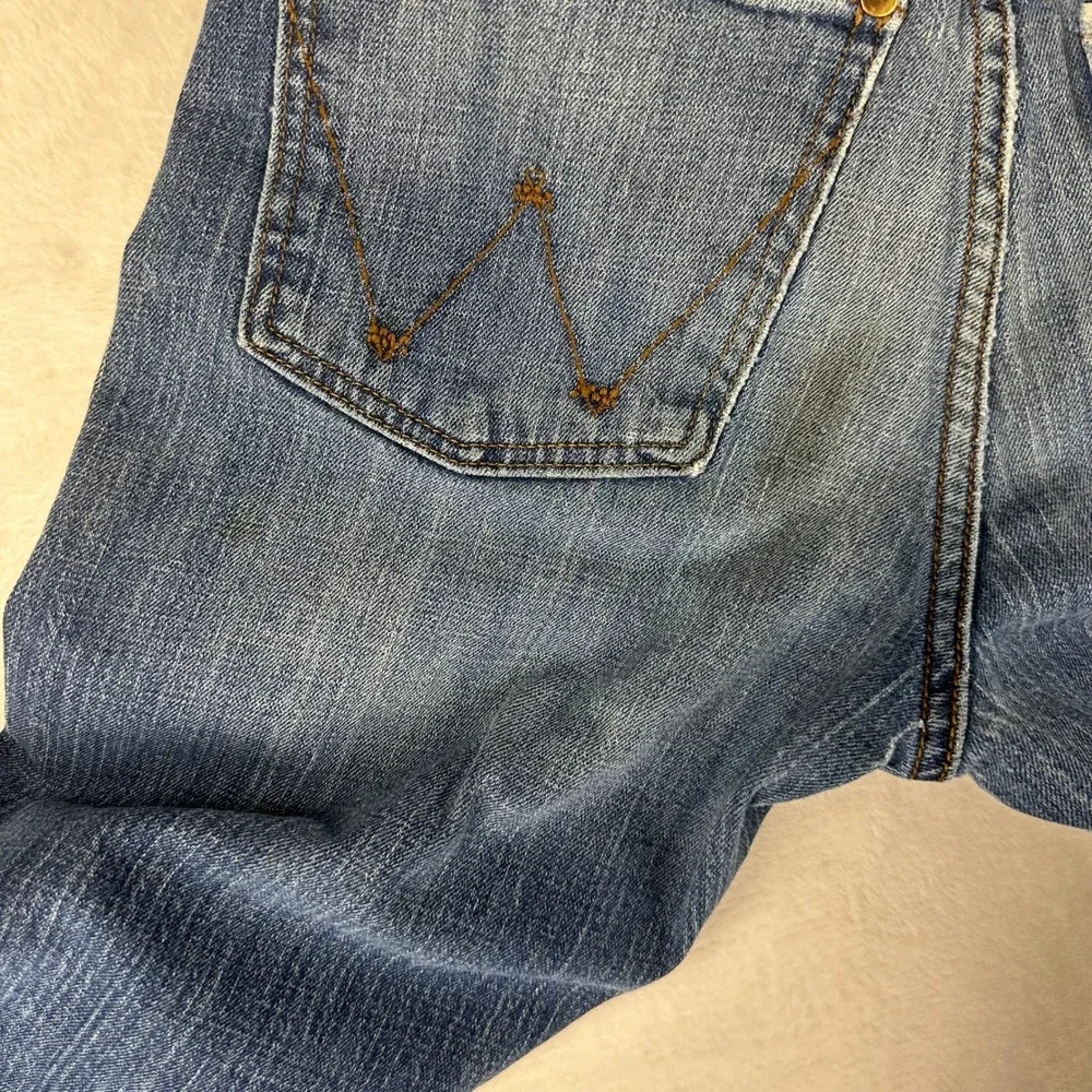 Wrangler Jeans Men Jackson Straight 28x30 Blue Denim Workwear Stained Distressed